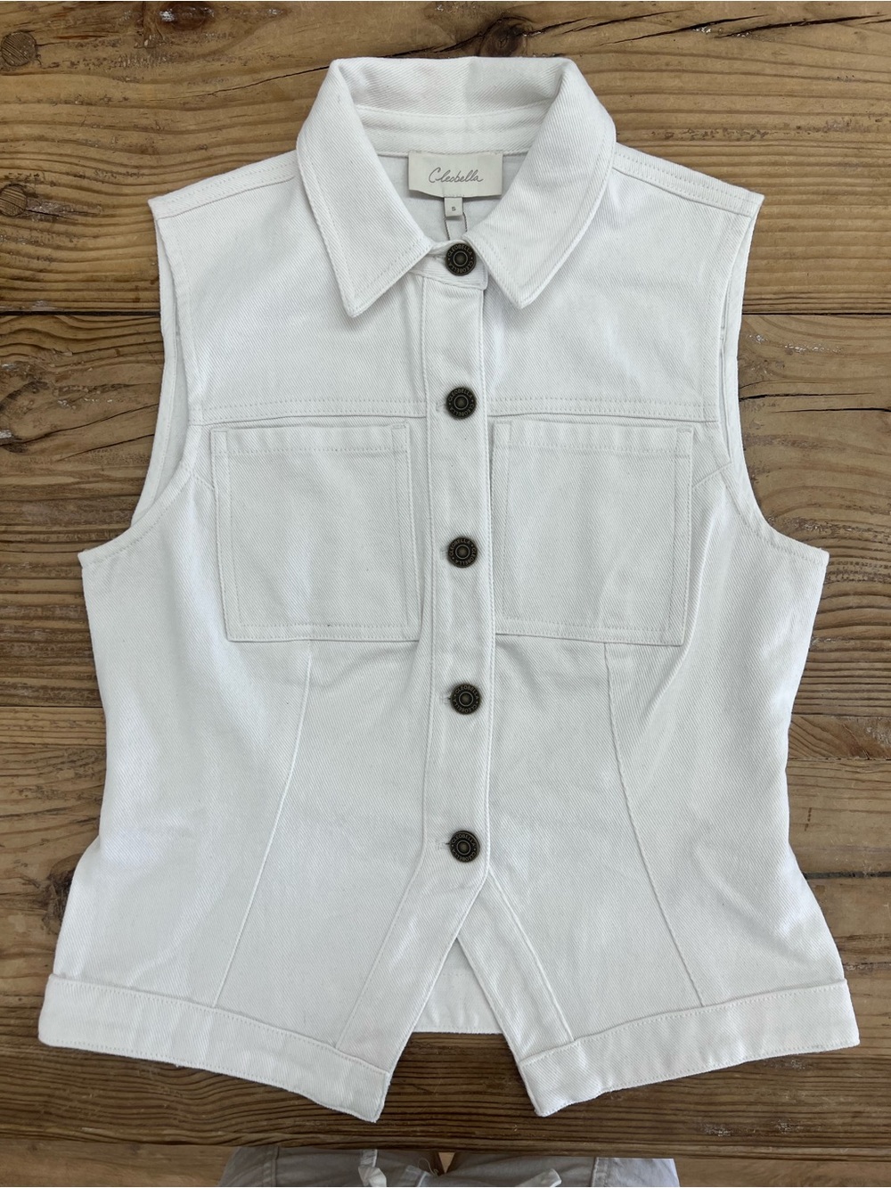 Cleobella White Sleeveless Button-Front Vest